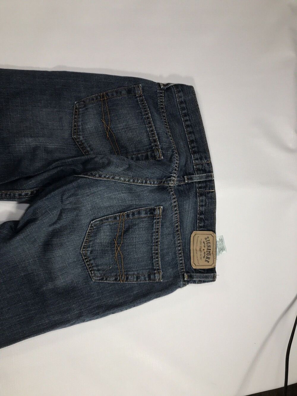 Signature Levis Strauss Jeans Mens 32x30 Blue Dark Wash Cotton Stretch Slim Fit - Picture 8 of 9